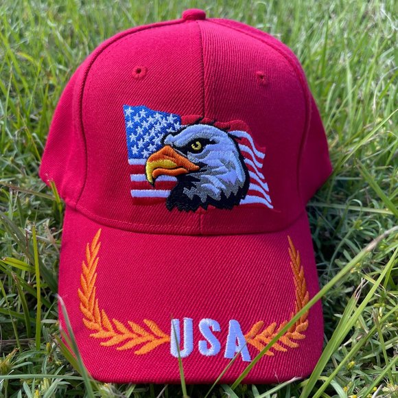 Adjustable Sports Eagle USA Flag Hat- Eagle Snap Back Trucker Baseball Cap - Picture 2 of 5